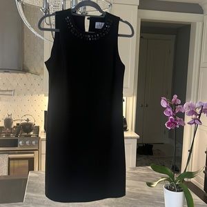 Jesse Ryan mod A line little black dress with mod stones at throat size small🖤
